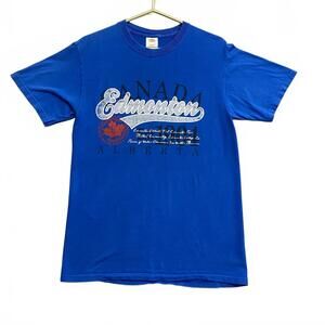 Edmonton Canada Alberta Blue Graphic T-Shirt FOTL Heavy Cotton Size Medium
